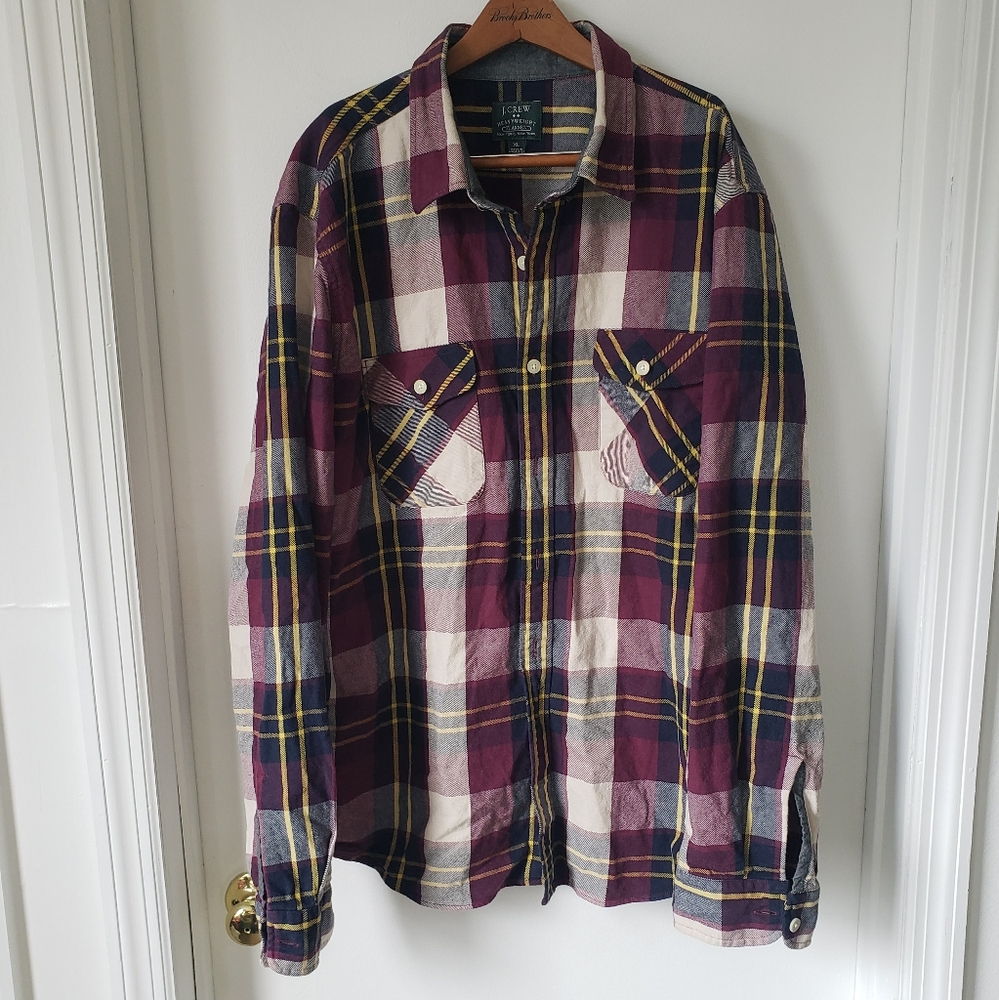 J. Crew Heavyweight Plaid Flannel Shirt XL